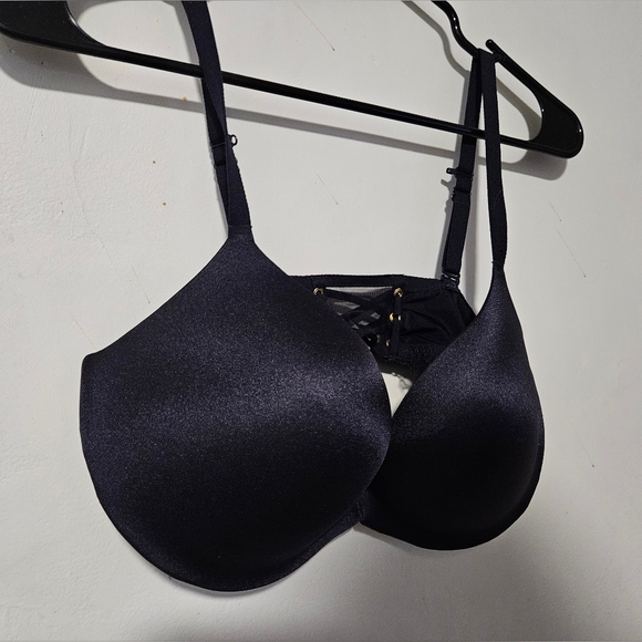 La SENZA Body Kiss Plunge Bra 38C black lace w corset front close up2cups up2cup - Picture 5 of 14